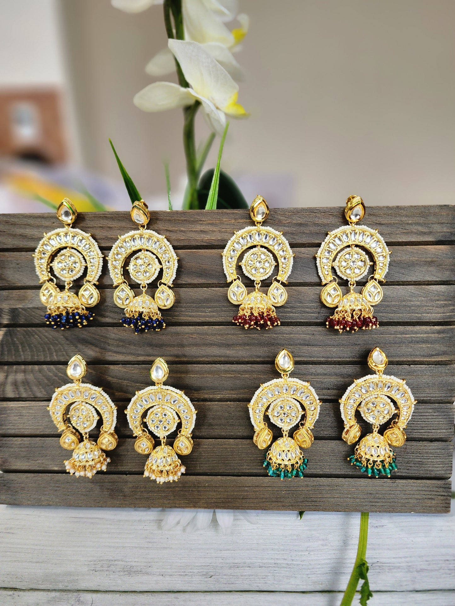 Meenakari handpainted chandbali earrings