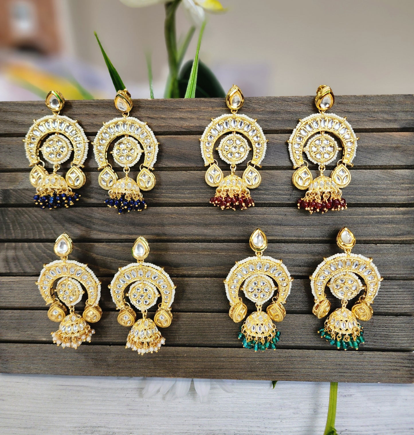 Meenakari handpainted chandbali earrings