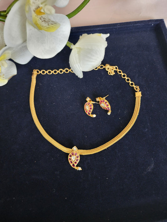 Mangli hasli gold plated necklace set