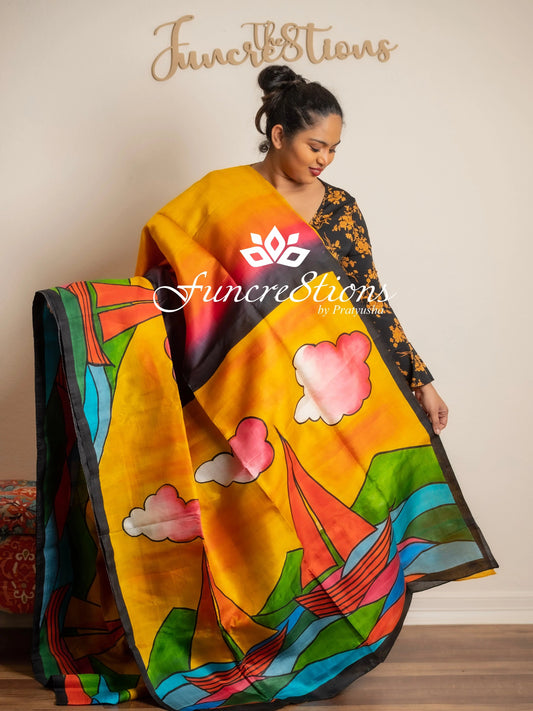 Handpainted pure tussar Saree